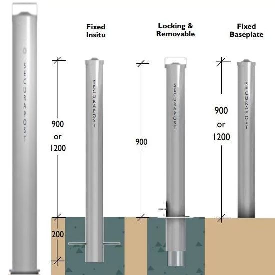 Securapost Stainless Steel 100NB Removable Bollards