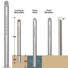 Securapost Regal Stainless Steel 100NB Baseplate Bollards