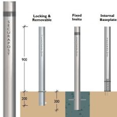 Securapost Slimline Stainless Steel 200NB Fixed Bollards