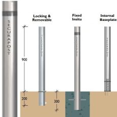 Securapost Slimeline Stainless Steel 300NB Fixed Bollards