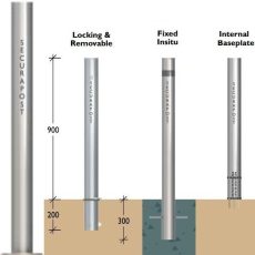 Securapost Slimline Stainless Steel 150NB Baseplate Bollards