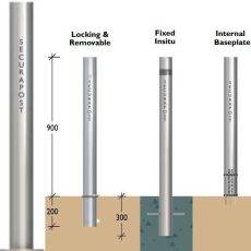 Securapost Slimline Stainless Steel 200NB Baseplate Bollards