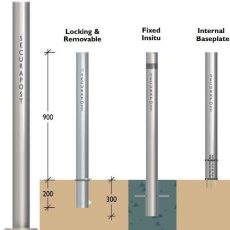 Securapost Slimline Stainless Steel 80NB Baseplate Bollards