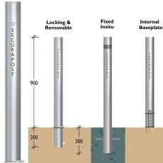 Securapost Slimline Stainless Steel 80NB Removable Bollards