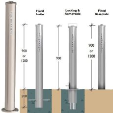 Securapost Stainless Steel 100NB Baseplate Bollards