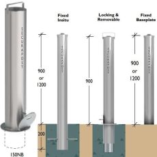 Securapost Stainless Steel 150NB Padlock Removable Bollards
